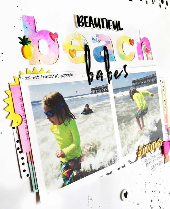 Beautiful beach babes layout   cu  watercolor title and photos original