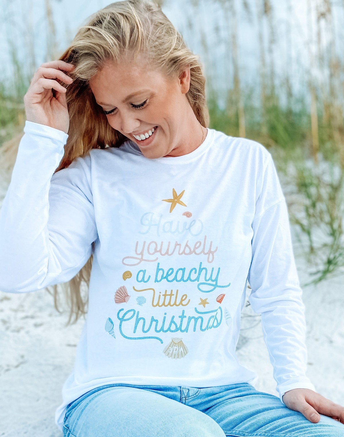 Have Yourself A Beachy Christmas Long Sleeve Tee - Women - White item