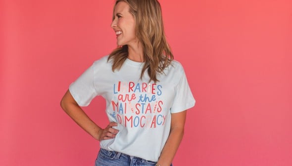 Libraries Are The Mainstays Of Democracy  Tee - Chambray gallery