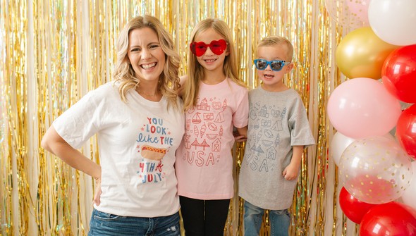 USA Outlined Icons Tee - Toddler/Youth - Pink gallery