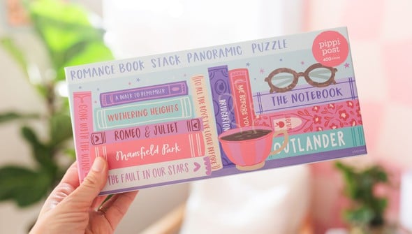 Romance Novels Bookshelf - 400 Piece Panoramic Jigsaw Puzzle gallery