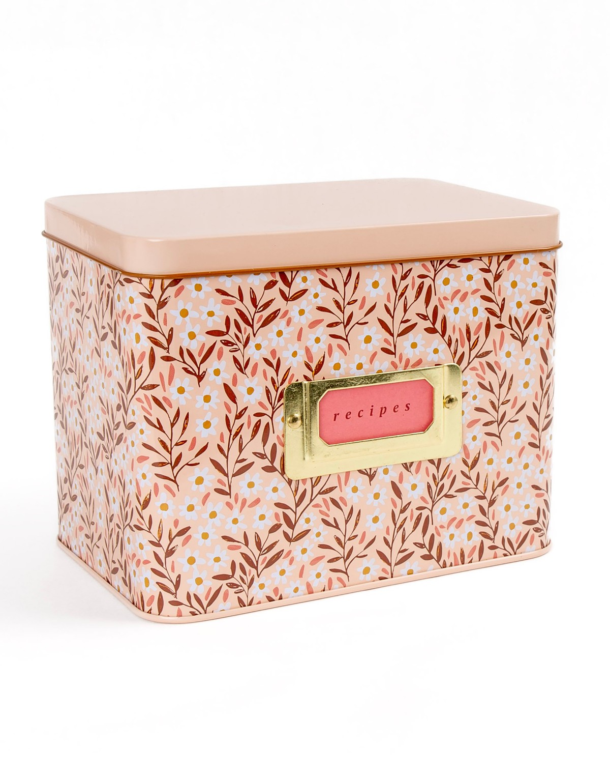Pink Daisy Tin Recipe Box item