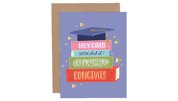 Grad Book Stack Graduation Greeting Card gallery