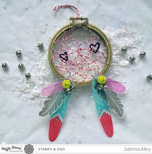 Dreamcatcher ornament feather waffle flower crafts december 2014 sabrina alery 1