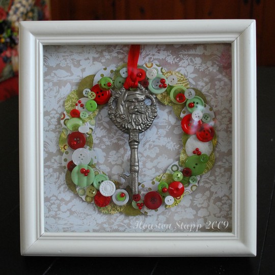 Santa Key Button Wreath