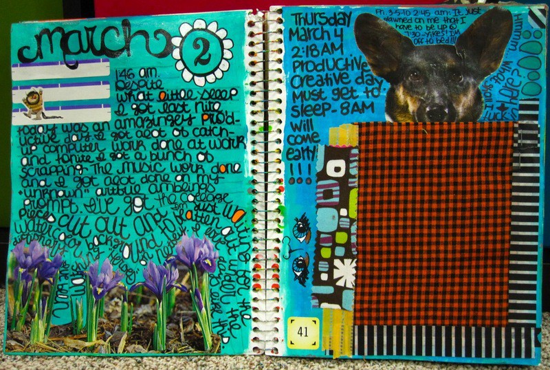 Journal Page With Dog and Flowers
