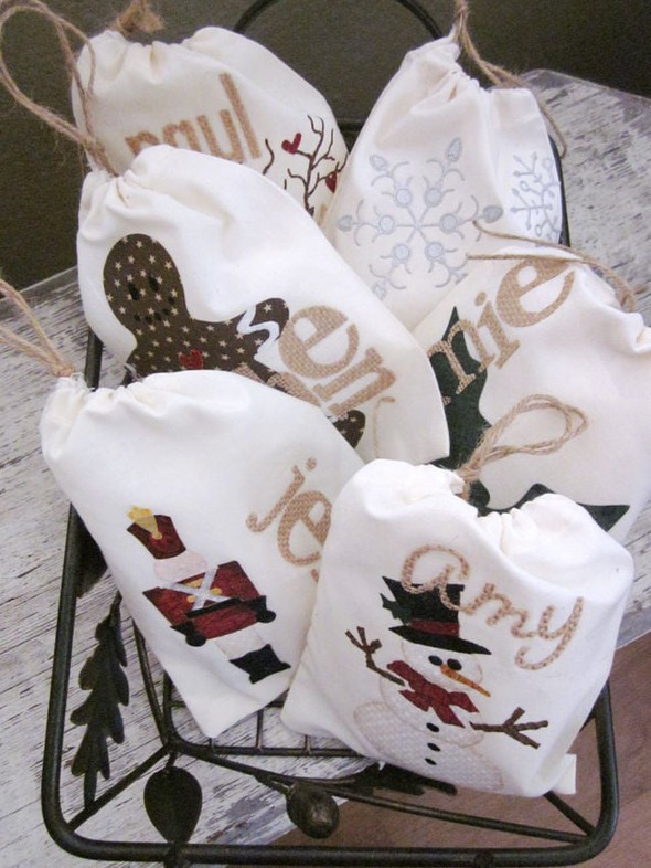 Gift Bags - Made from the kit muslin drawstring bags. by scrappergrl gallery