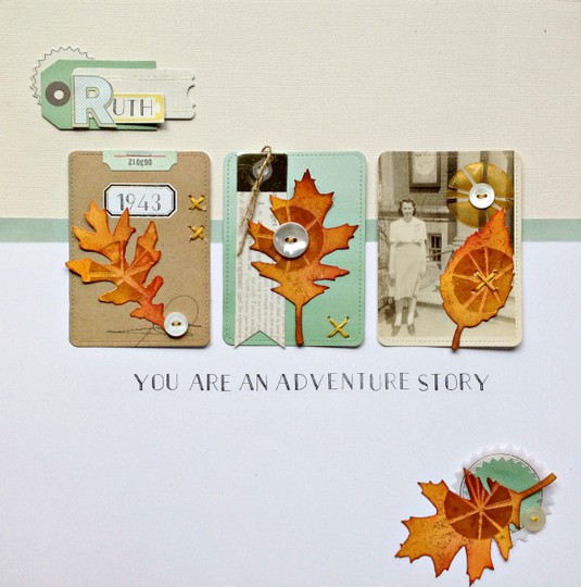 Adventure story layout 1 with waffle flower stamps