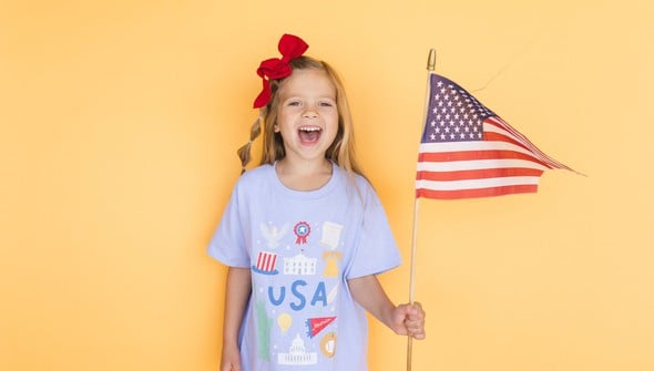USA Illustrations - Youth Pippi Tee - Dusty Blue gallery