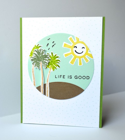 Life is good palm tree card original