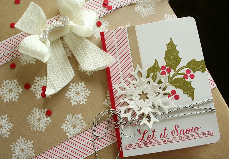 Warm Winter Wishes gift wrap, card and tag