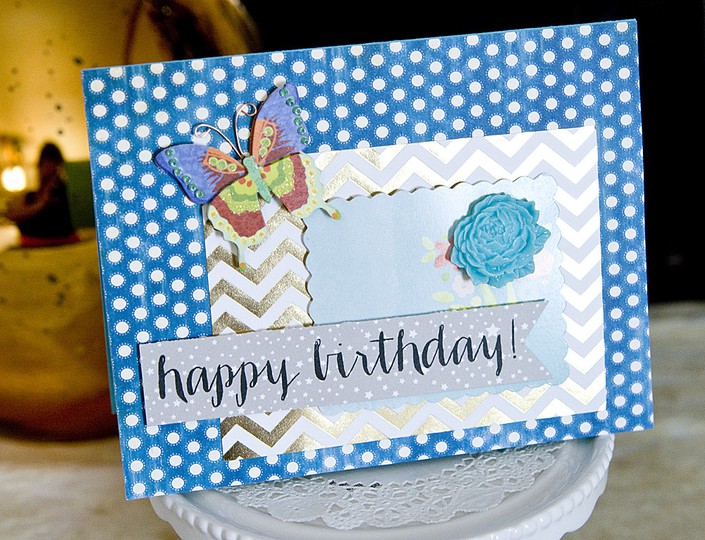 blue polka dot birthday card