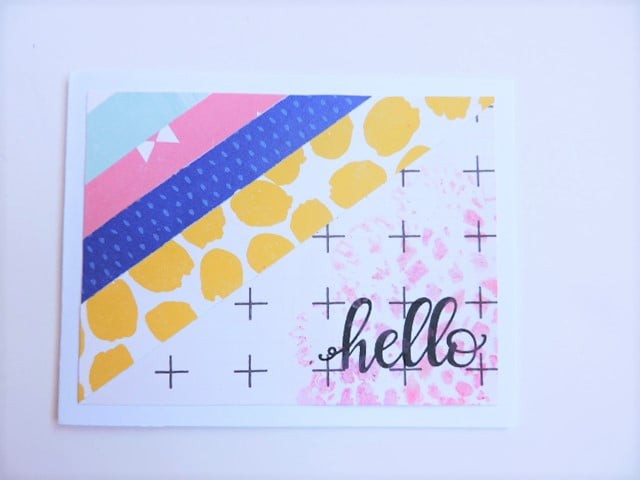 Watercolor/ Stamped Hello card