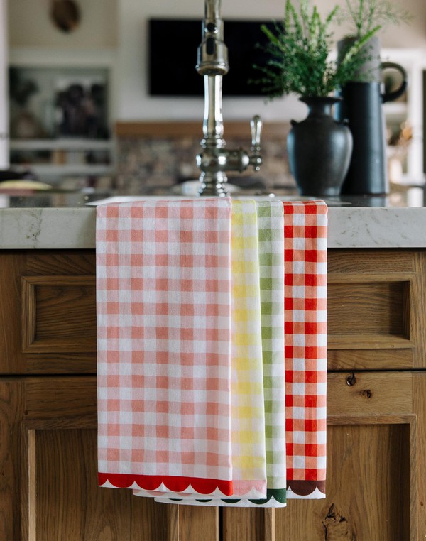 Yellow Gingham Scalloped Tea Towel, 4 of 11