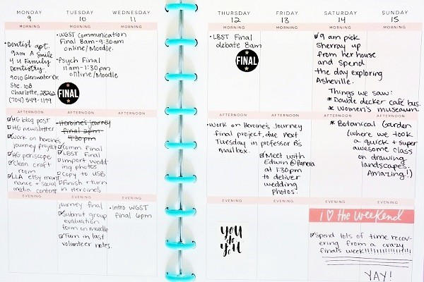 Scheduling finals with my happy planner by laura rahel original