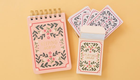 Floral Game Night Set of Playing Cards & Scorekeeping Notebook gallery