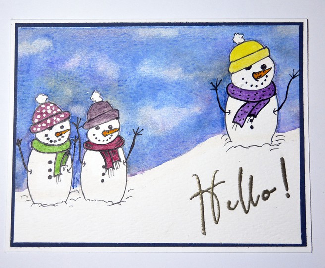 Family Snowman Watercolor Card