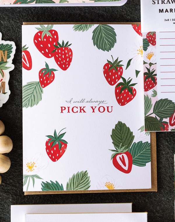 I'll Always Pick You Strawberry Greeting Card, 2 of 2