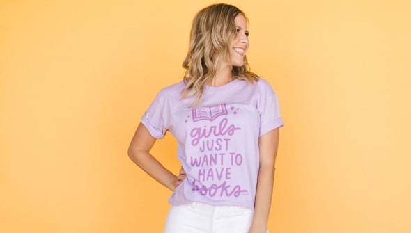 Girls Just Want to Have Books - Pippi Tee - Lilac gallery