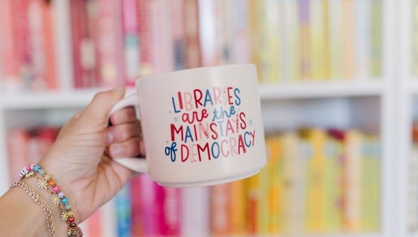 Libraries Are The Mainstays Of Democracy Large Ceramic Mug gallery