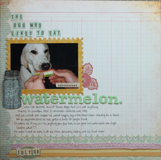 The dog who likes to eat watermelon