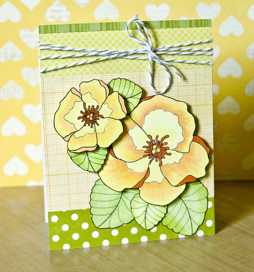 yellow floral polka dot card