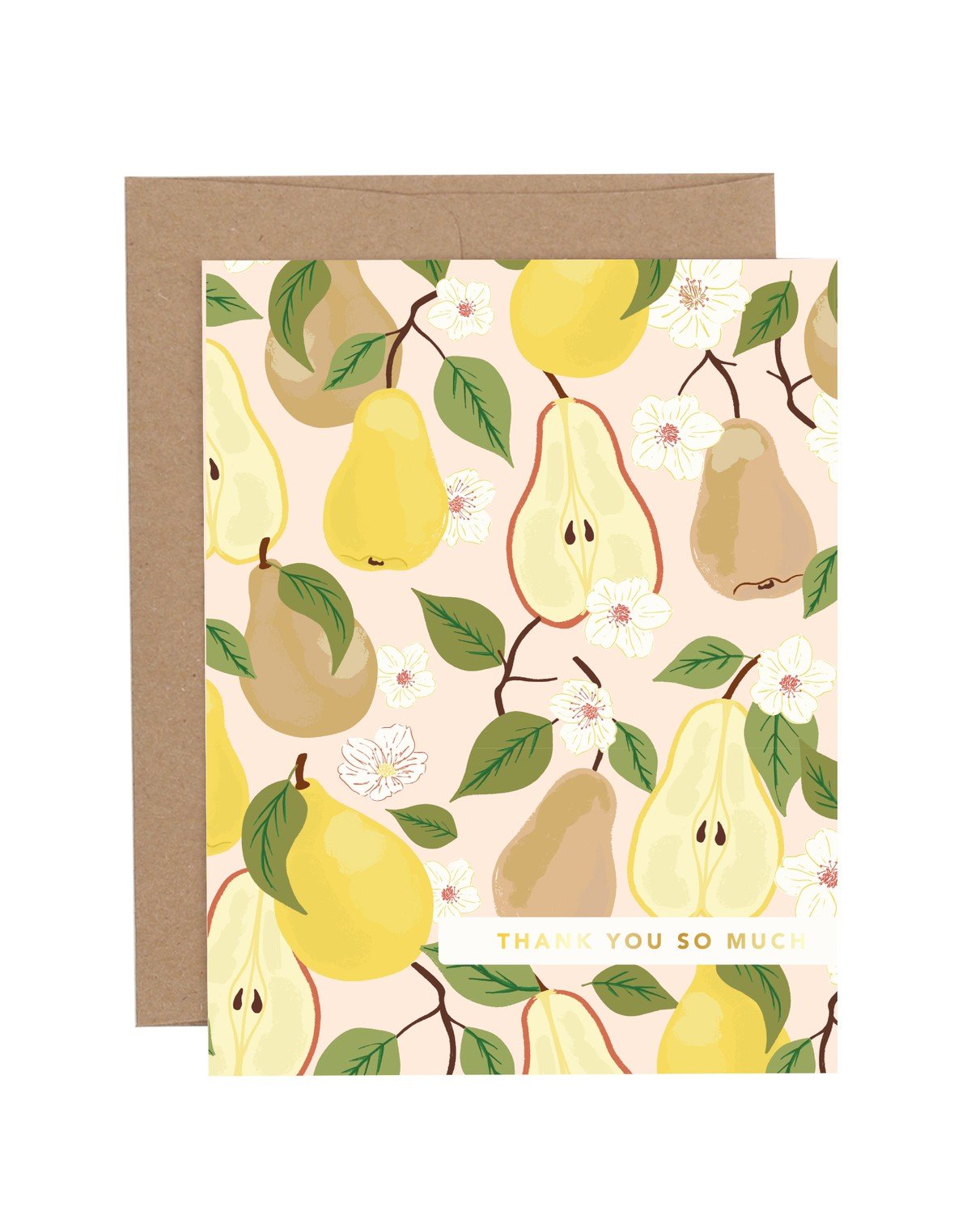 Thank You So Much Ribbon Pear Greeting Card item