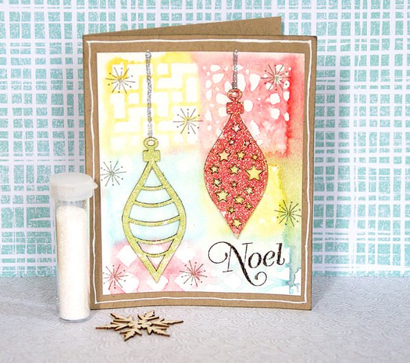 2 watercolor background & chipboard element Christmas cards by Saneli gallery