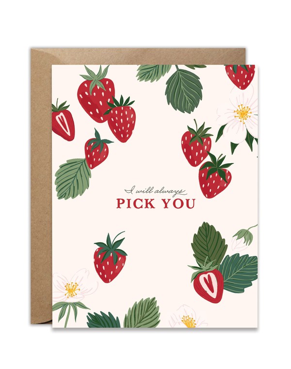 I'll Always Pick You Strawberry Greeting Card, 1 of 2