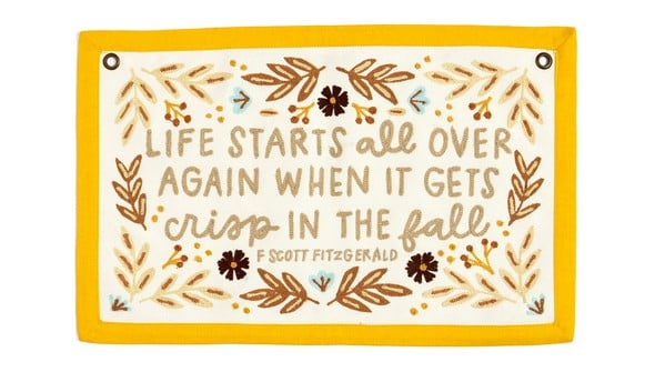 Life Starts in the Fall Embroidered Canvas Banner gallery