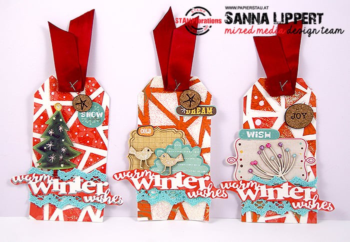 Warm winter wishes tag set