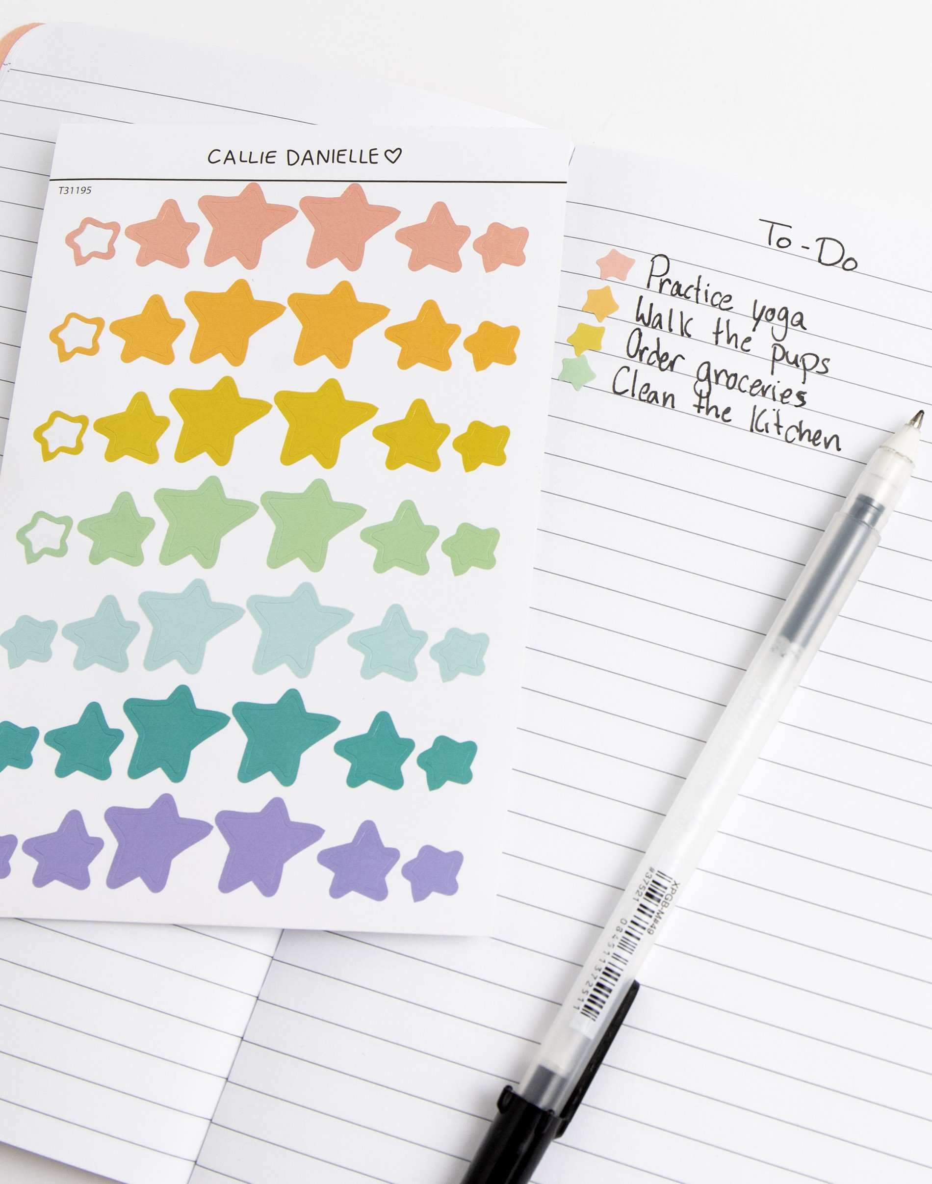 Rainbow Stars Sticker Sheet - Callie Danielle Shop