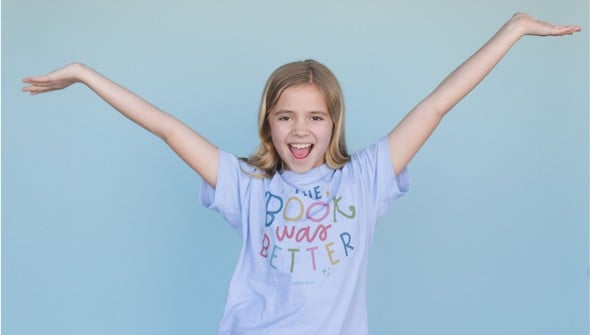 The Book Was Better Pippi Tee - Youth - Dusty Blue gallery