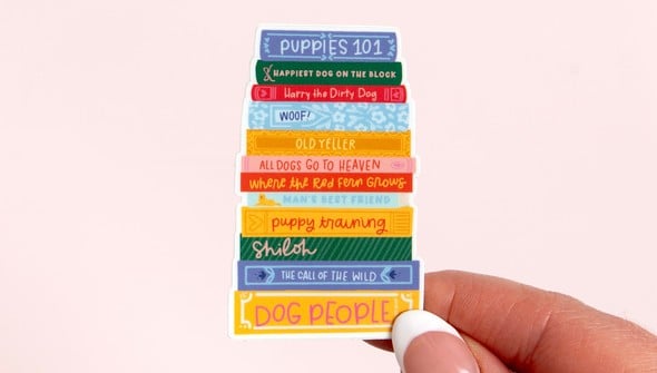 Dog Book Stack Decal Sticker gallery