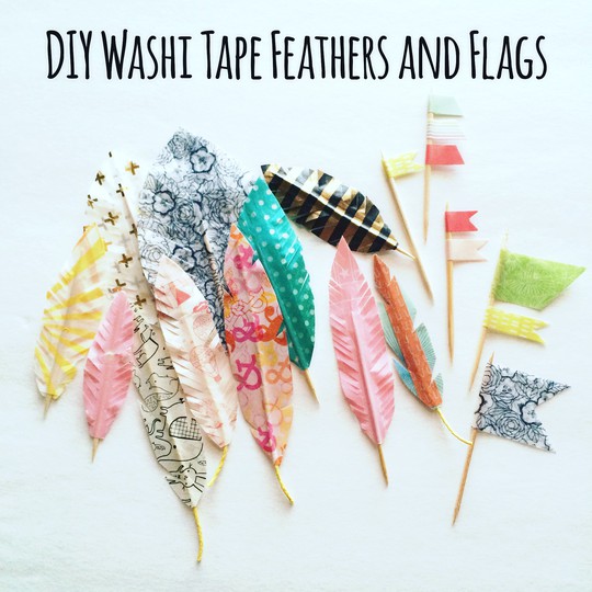 DIY Embellishments: Washi Tape Feathers and Flags