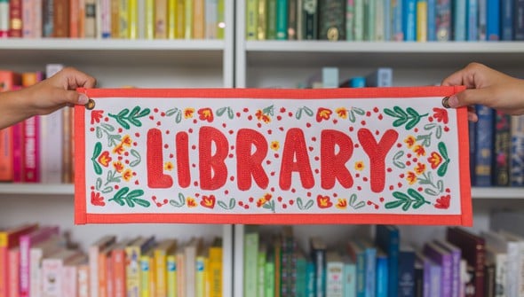 Library Embroidered Canvas Banner - PREORDERING gallery