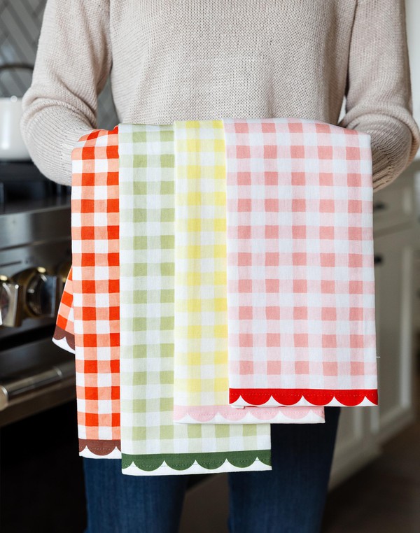 Yellow Gingham Scalloped Tea Towel, 7 of 11