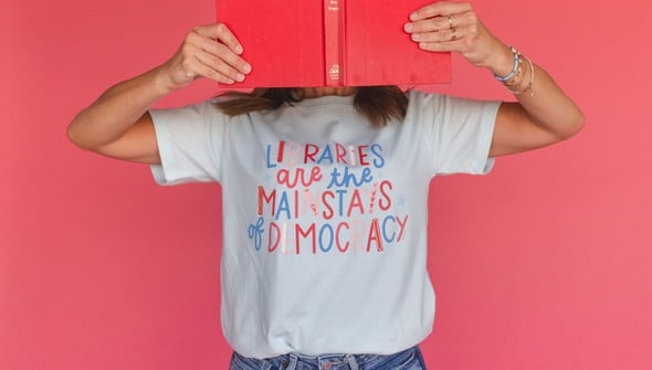 Libraries Are The Mainstays Of Democracy  Tee - Chambray gallery