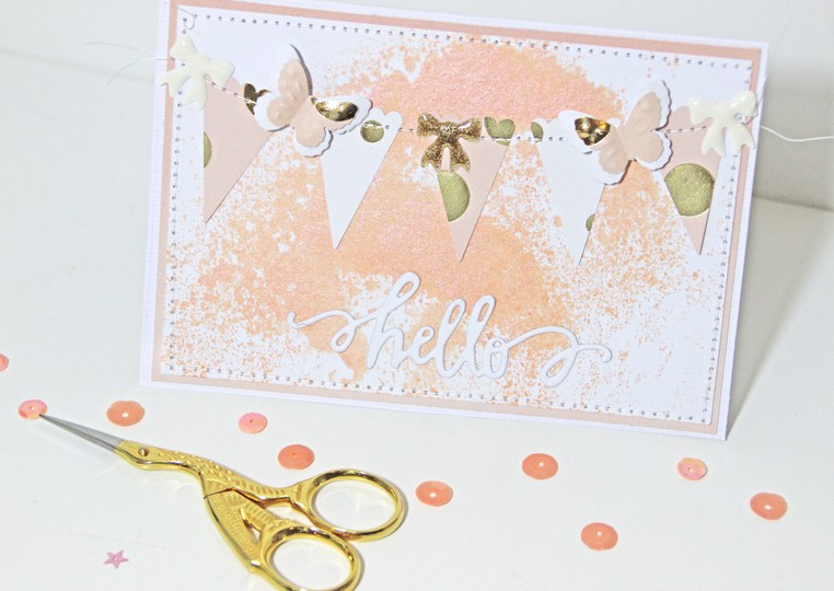 card with butterflies and pennants
