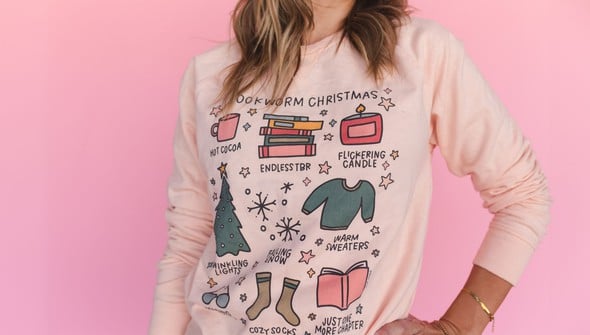 Bookworm Christmas - Pippi Sweatshirt - Peach gallery