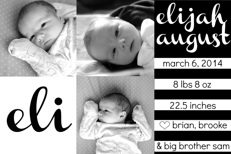 eli's birth announcement