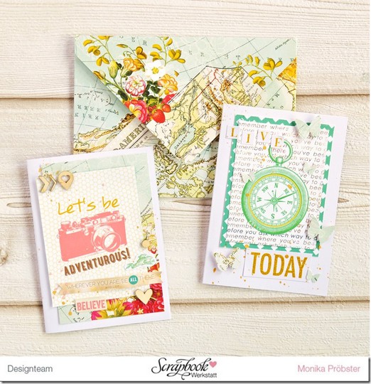 Two summer cards and an envelope 