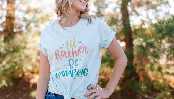 I'd Rather Be Camping Pippi Tee - Sea Salt gallery