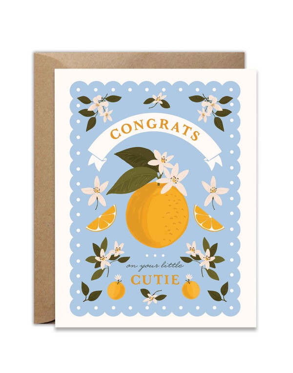 Congrats On Your Cutie Blue Orange Greeting Card, 1 of 1