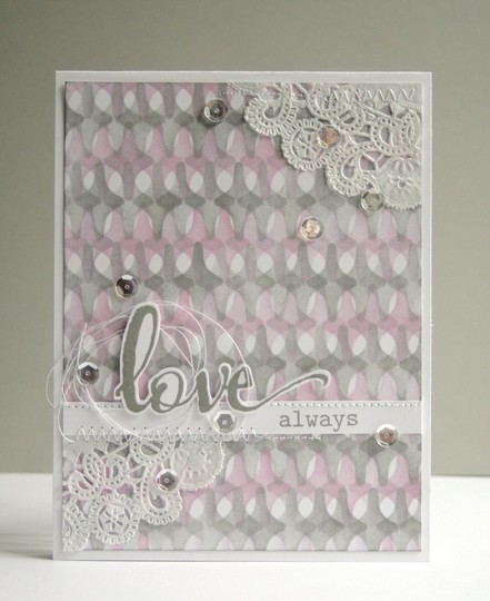 Love You with stenciled patterned paper