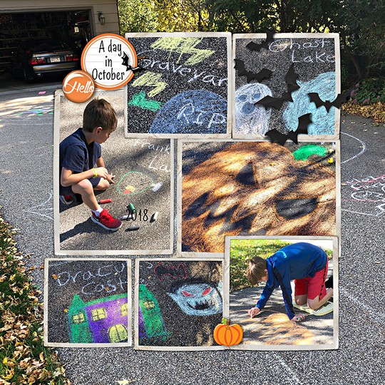 Halloween Chalk Art Driveway