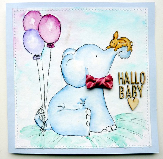 Babycard with watercolor painting
