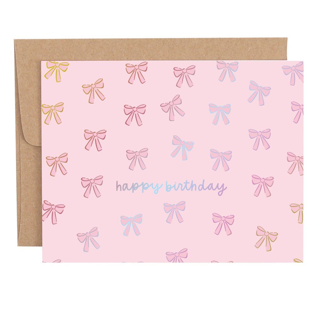 Happy Birthday Pink Coquette Bows Greeting Card item