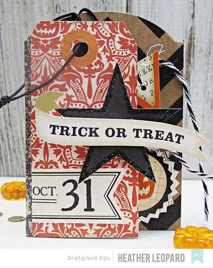 Trick or treat tri fold tag card by heather leopard american crafts