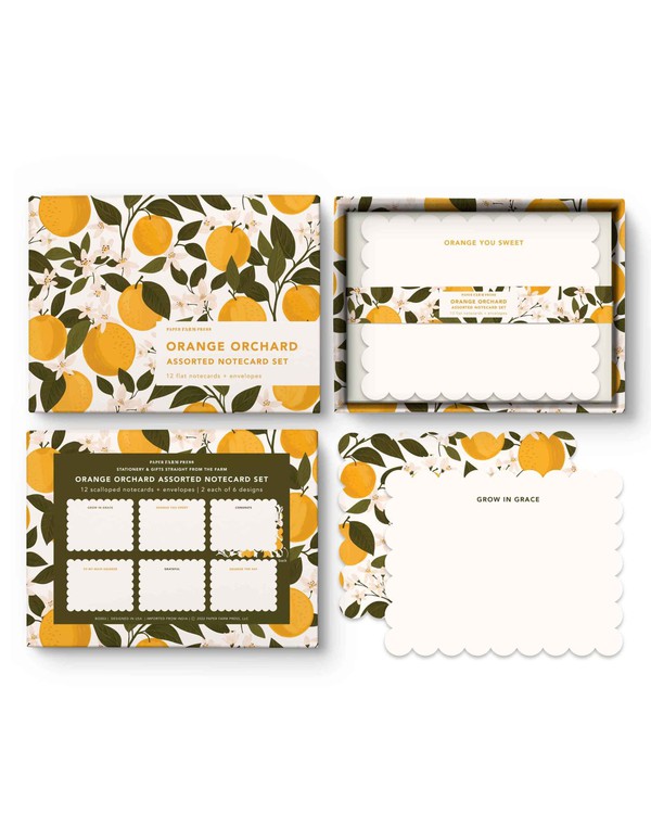 Orange Orchard Assorted Notecard Set, 1 of 4